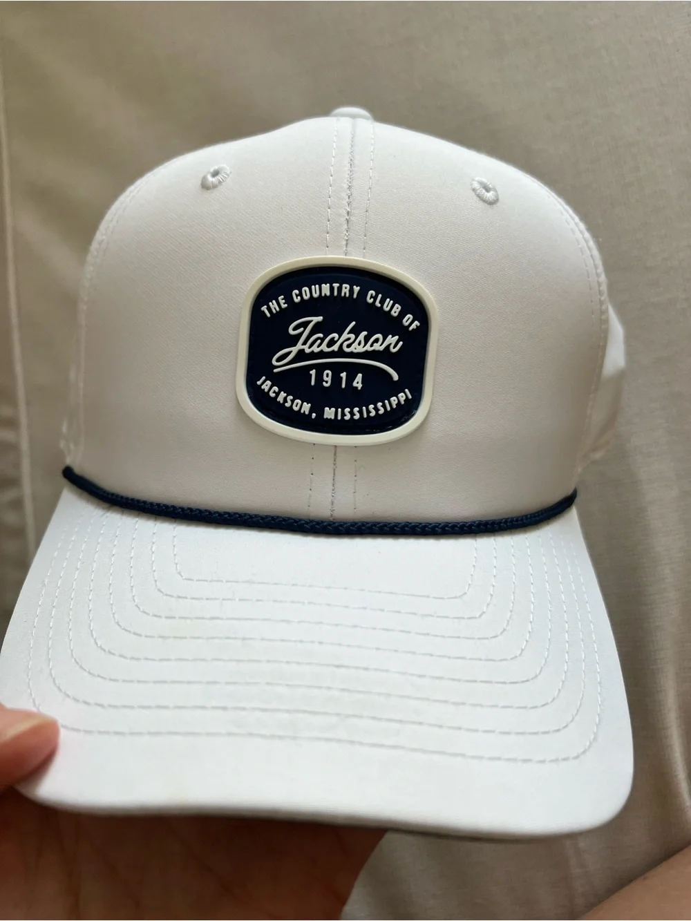 Imperial White Rope Hat - Navy Rope